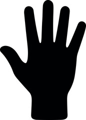 Obraz premium Human Hand with Five Fingers Extended in a Flat Solid Black Silhouette Vector