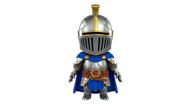 Chibi Knight in Armor with Blue Cape
