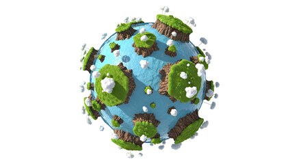 Fototapeta premium Miniature floating islands on a blue planet