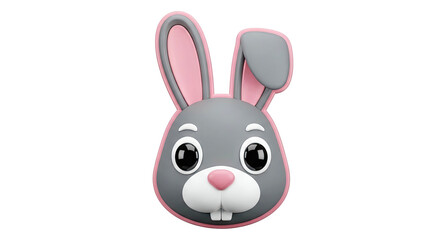 Obraz premium Cute 3D Rendered Grey and Pink Bunny Face
