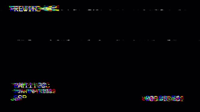 Analog VHS Retro Rewind Loop with Static Interference, Glitch Distortion, and VCR OSD Display Overlay in 4K 4k video animation seamless loop