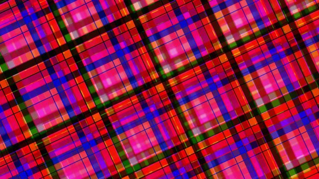 Abstract Tartan Patterns in Bright Red Purple and Blue Geometric Grid Coverage