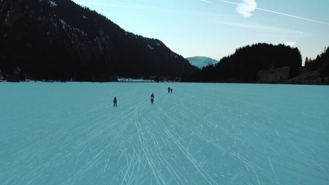 frozen austrian lake in winter by drone made in the begining of march, made with the dji inspire 2 X7