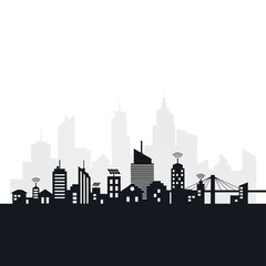 Obraz premium Modern City Skyline Silhouette