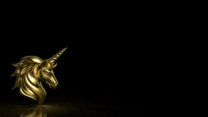 Fototapeta premium Golden Unicorn Symbol Of Vision And Exclusive Power 3d render.
