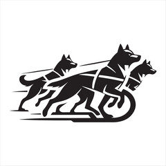  Sled dog team vector silhouette clip art logo design concept illustration