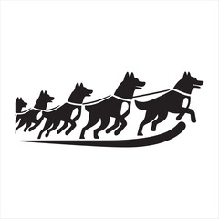  Sled dog team vector silhouette clip art logo design concept illustration © MdSajib