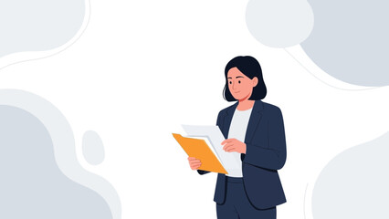 Businesswoman Reading Documents in Office