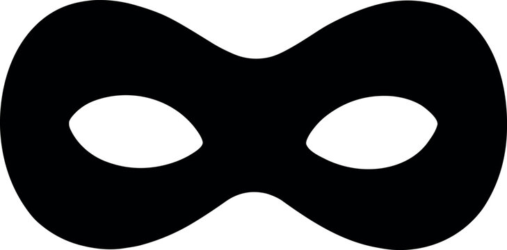 Black Superhero Eye Mask Icon for Costume or Character Design in Silhouette Vector