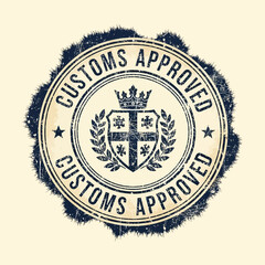 Fototapeta premium Customs Approved Stamp with Coat of Arms