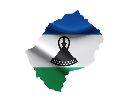Lesotho's flag waving gracefully, a symbol of national pride, perfect for travel, culture, and heritage projects