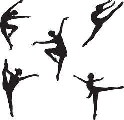 Silhouettes of dancers in various poses illustrating the grace and dynamism of ballet © kamrul Hasan Shovo
