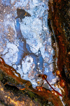 abstract iron oil film manticora artwork in blue and rainbow color