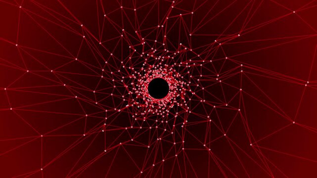 Plexus Tunnel Background animation loop. Futuristic abstract fractal plexus pattern effect . 4k stock video.