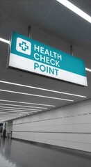 Fototapeta premium A Modern Health Check Point Signage Indicates Direction And Guides People To Medical Services