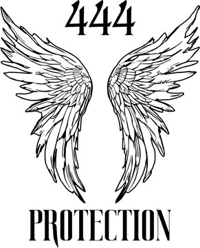 Angel Number 444 Protection Wings Vector Illustration