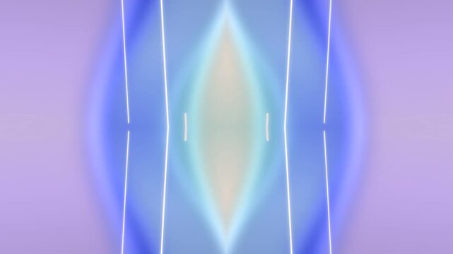Abstract Light Corridor Exploring Beam Deflection in Neon Blue Space