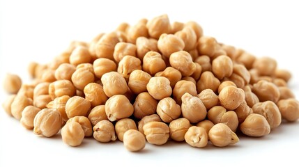 Dry Chickpeas Piled on White Background