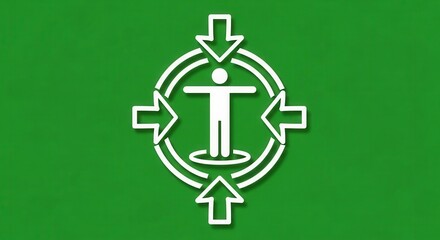 Obraz premium Centralized Direction: Person Within the Scope of Arrows, A Visual Metaphor