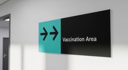 Clear Directional Signage Highlighting Vaccination Area Location for Immunization Services