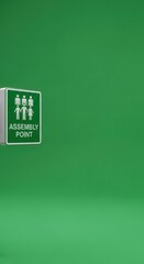 Clear Emergency Assembly Point Signage Depicting Gathering Spot for Safety Regulations