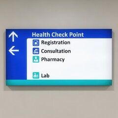 Clear Hospital Health Check Point Signage Indicating Directions For Patients and Visitors
