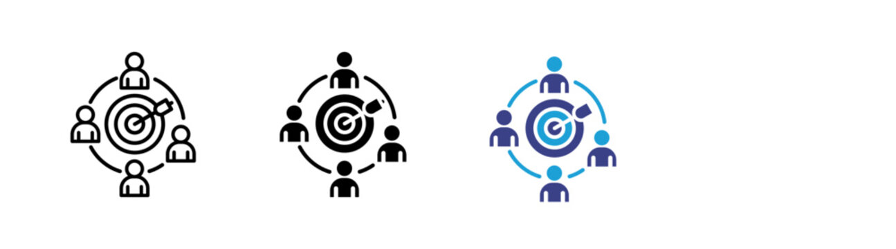 Target Audience icon set multiple style collection