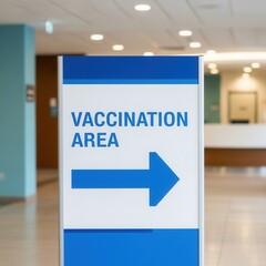 Clear Sign Directing Individuals to the Designated Vaccination Zone Within a Medical Center
