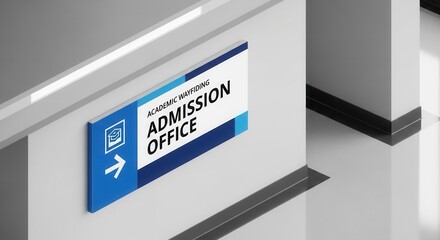 Clear Signage Directing Towards Academic Admission Office in Modern Building Interior