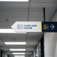 Clear Signage Directing Towards the Complaint Center in a Modern Interior Setting