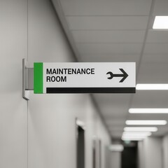 Clear Signage Directing Towards the Maintenance Room with a Helpful Arrow Indicator
