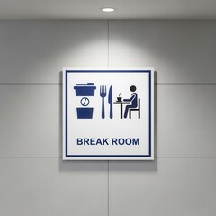 Clear Signage Indicates Designated Area for Breaks and Refreshments Inside Modern Office
