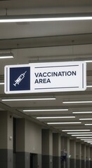 Clear Signage Indicates Vaccination Area Within a Modern and Well-Lit Interior Space
