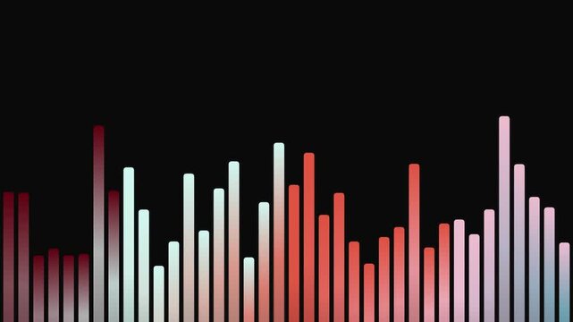 Colorful Bars on Black Background with Varying Heights.