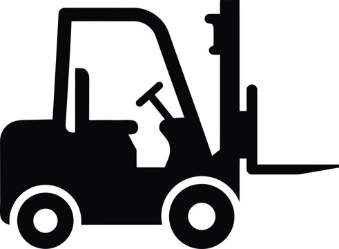 Forklift icon, warehouse equipment, bold silhouette