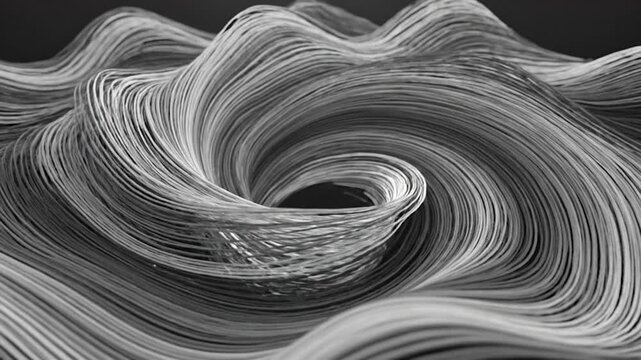 Abstract digital lines swirl into a mesmerizing vortex pattern