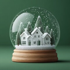 Snow Globe with Miniature Winter Village Scene