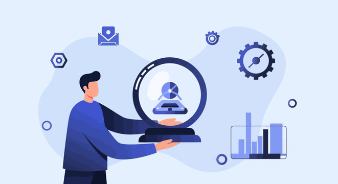 Illustrator Showcases Futuristic Business Data Analysis and Technology Concept