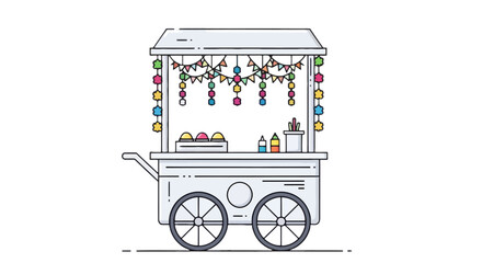Minimalist Street Food Cart With Colorful Bunting