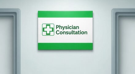 Hospital Signage Highlighting Physician Consultation Area In A Medical Setting