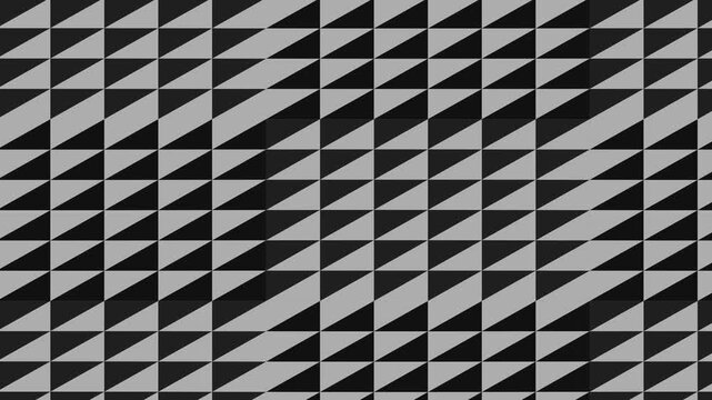 Geometric pattern of black and white triangles in a repeating design.