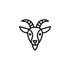 Simple black and white line drawing of a goat s head facing forward