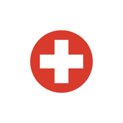 Obraz premium A simple illustration of the swiss flag with a white cross on red