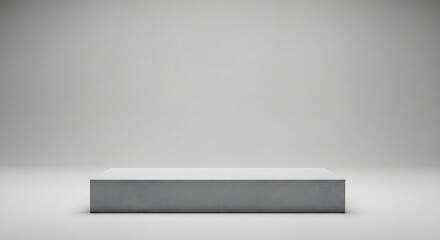 Obraz premium A minimalist, empty white display platform on a seamless light gray background, perfect for product showcases
