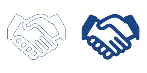 Fototapeta premium Business Handshake Partnership Icon, Abstract Corporate Collaboration and Trust Symbol, Modern Professional Agreement Graphic, Blue Tech B2B Synergy Vector