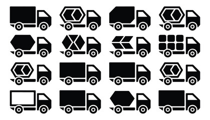 Modern truck icons for freight, construction, and delivery services vector © MD.RAHIM
