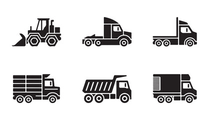 Industrial and transportation vehicles set. heavy machinery collection with truck, hauler, and bulldozer © MD.RAHIM
