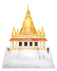 Golden Buddhist Temple Illustration