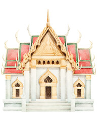 Thai temple watercolor