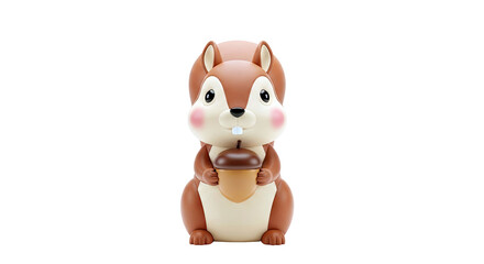 Naklejka premium Cute 3D Cartoon Squirrel Holding an Acorn